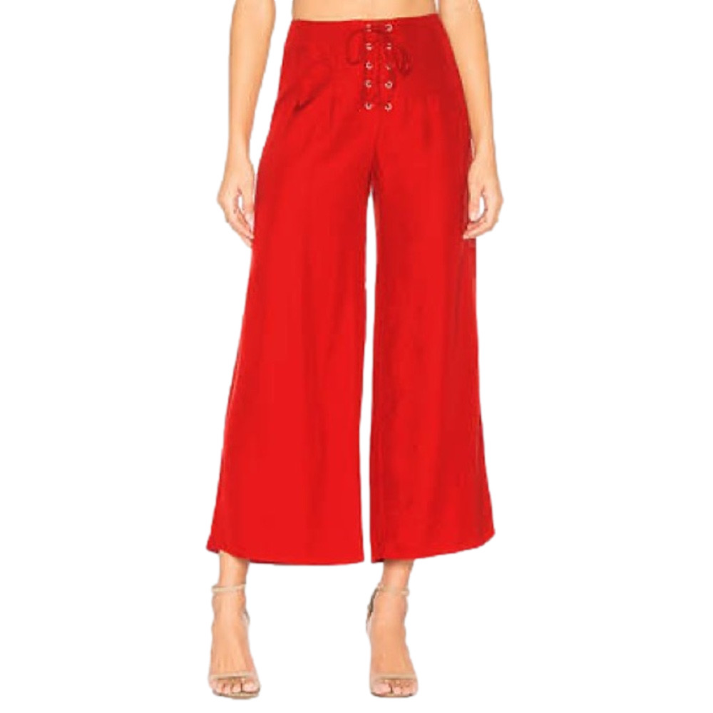DO+BE Women’s Size Medium Wide Leg, Lace up fly, red pants NWT